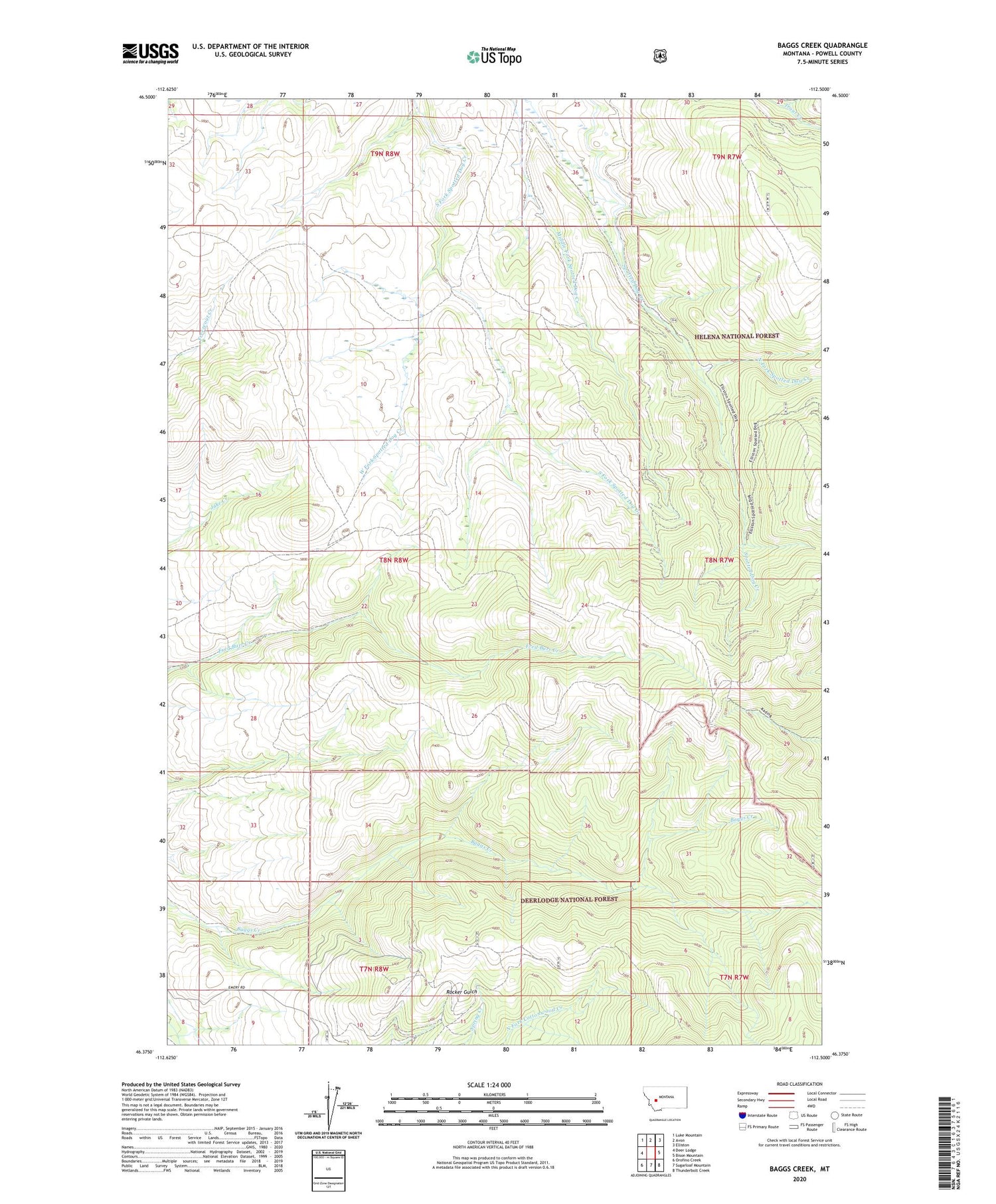 Baggs Creek Montana US Topo Map Image