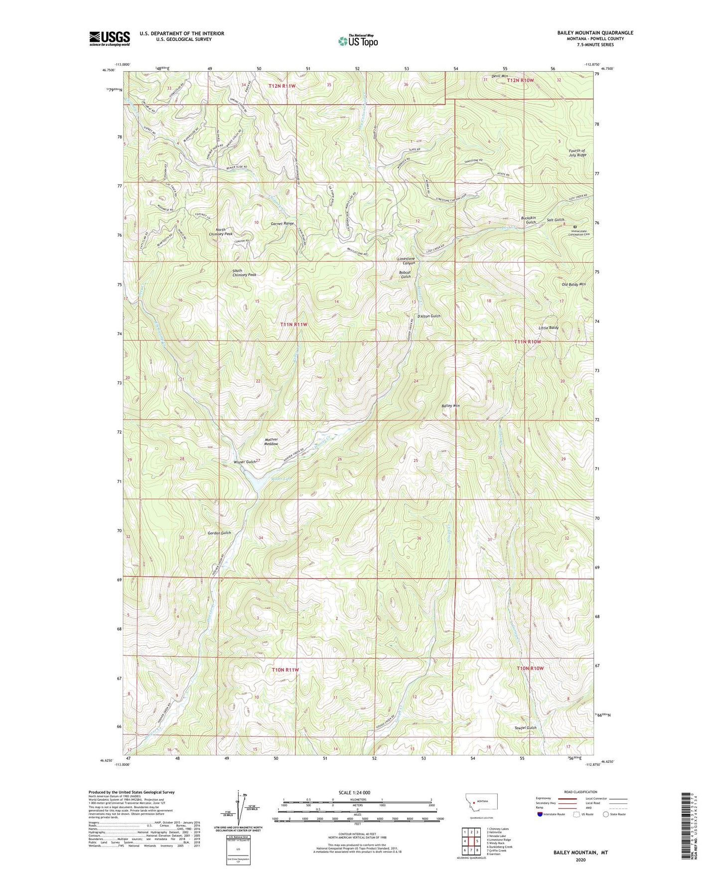 Bailey Mountain Montana US Topo Map Image