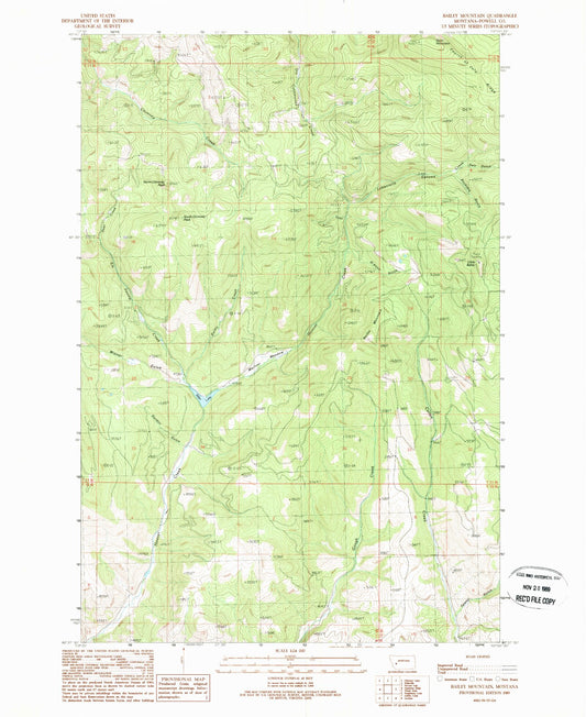 Classic USGS Bailey Mountain Montana 7.5'x7.5' Topo Map Image