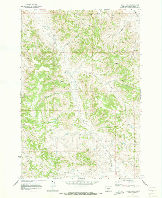 Classic USGS Baldy Peak Montana 7.5'x7.5' Topo Map Image
