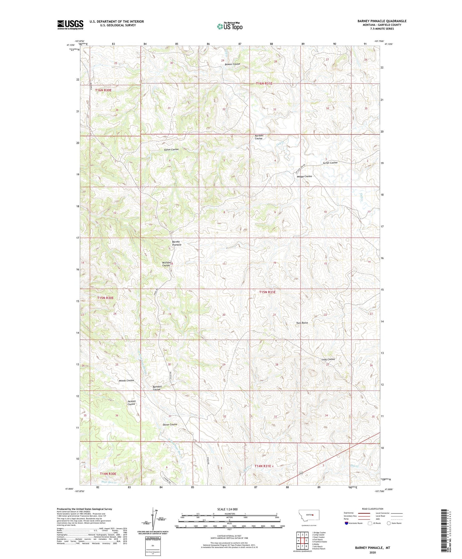 Barney Pinnacle Montana US Topo Map Image