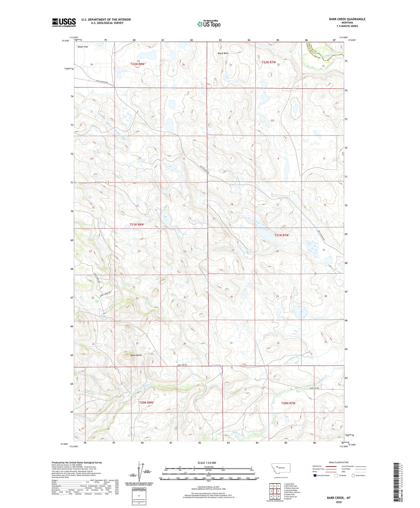 Barr Creek Montana US Topo Map Image