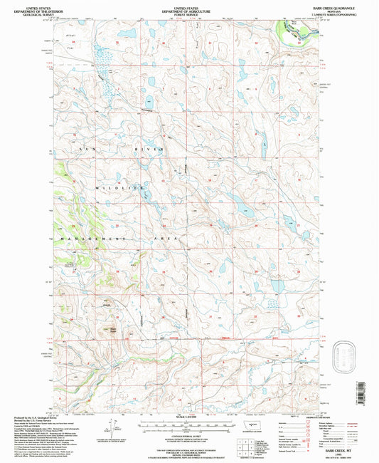 Classic USGS Barr Creek Montana 7.5'x7.5' Topo Map Image