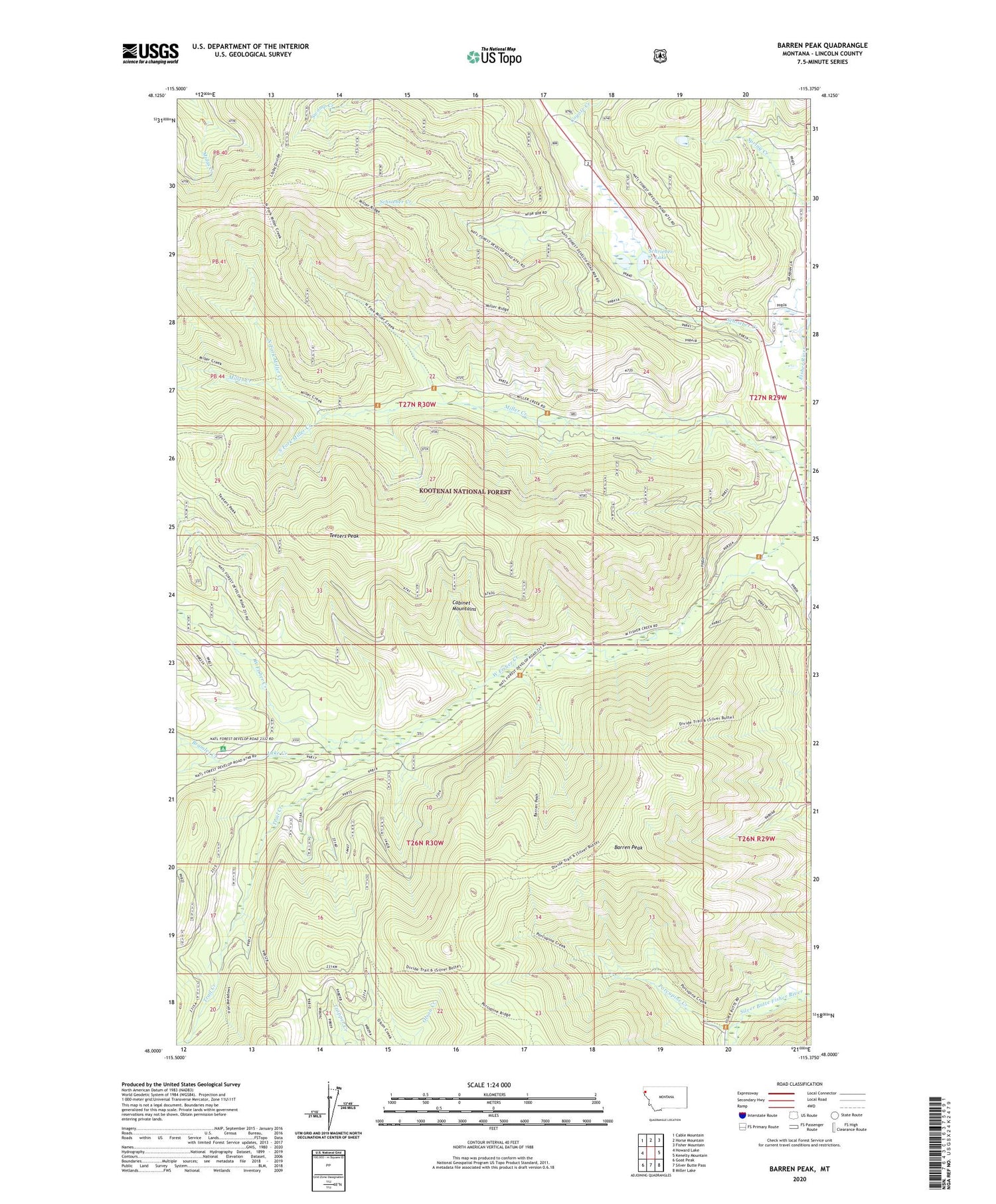 Barren Peak Montana US Topo Map Image