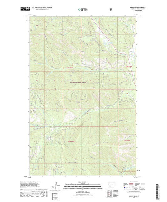 Barren Peak Montana US Topo Map Image
