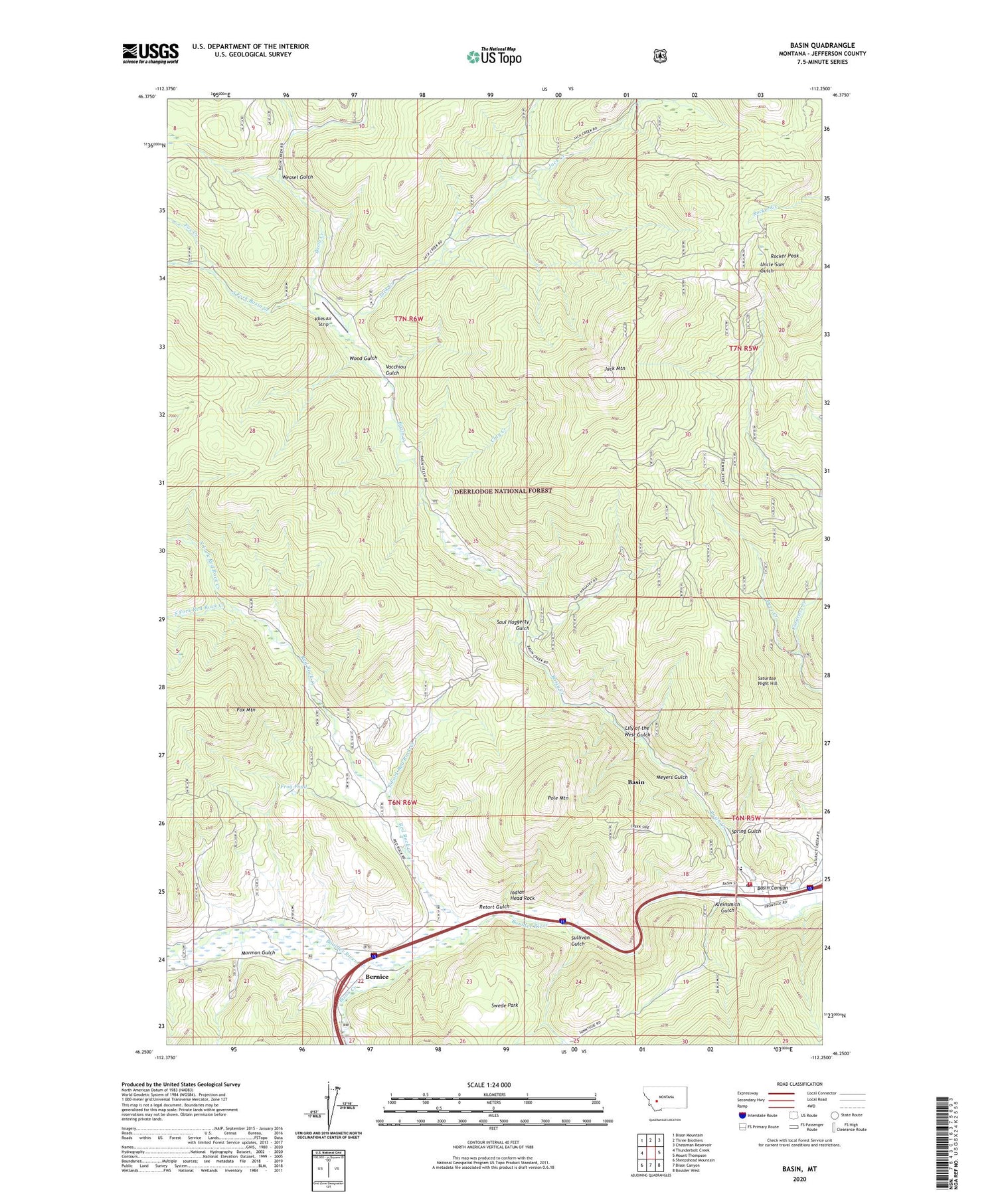 Basin Montana US Topo Map Image