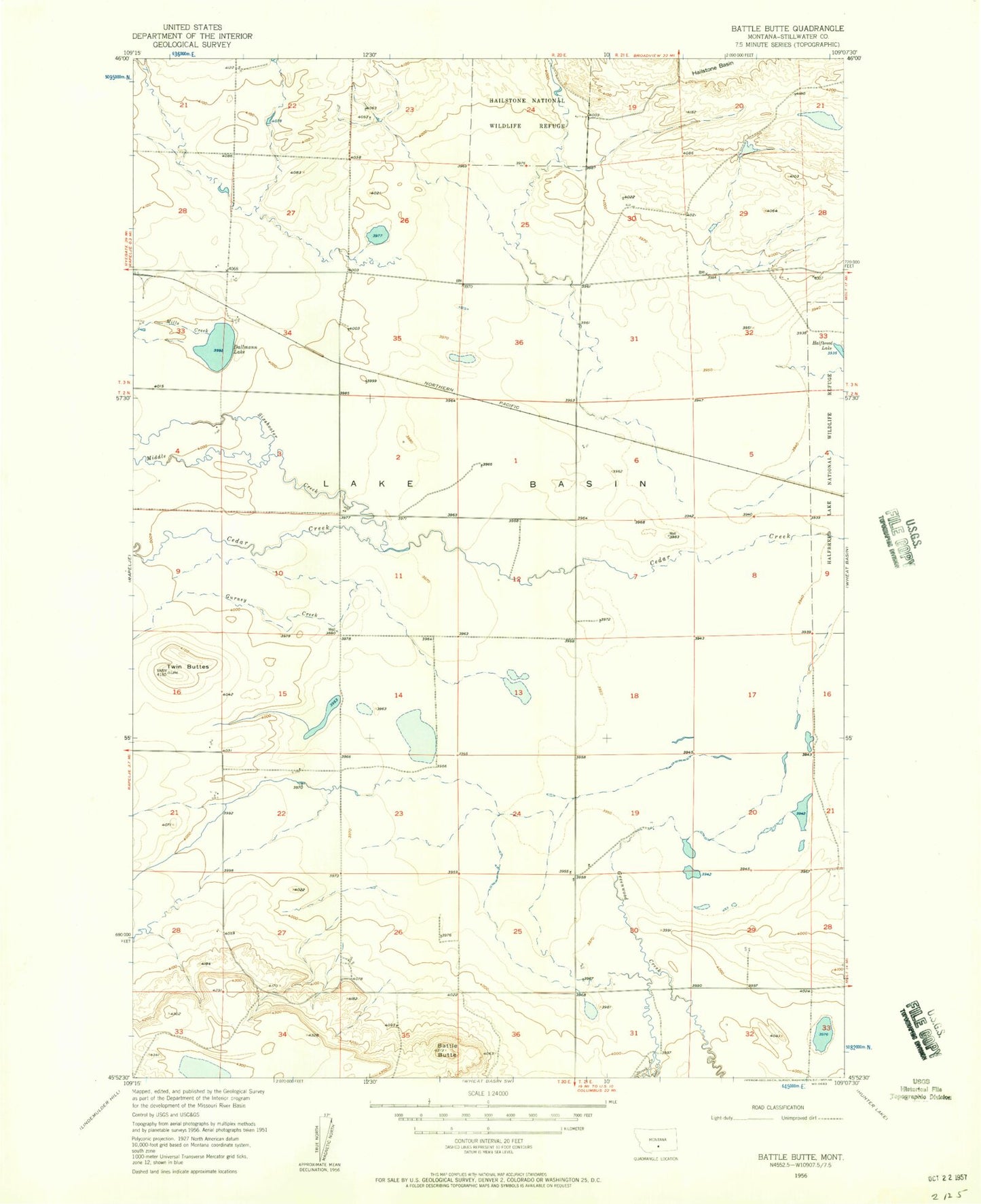 Classic USGS Battle Butte Montana 7.5'x7.5' Topo Map Image