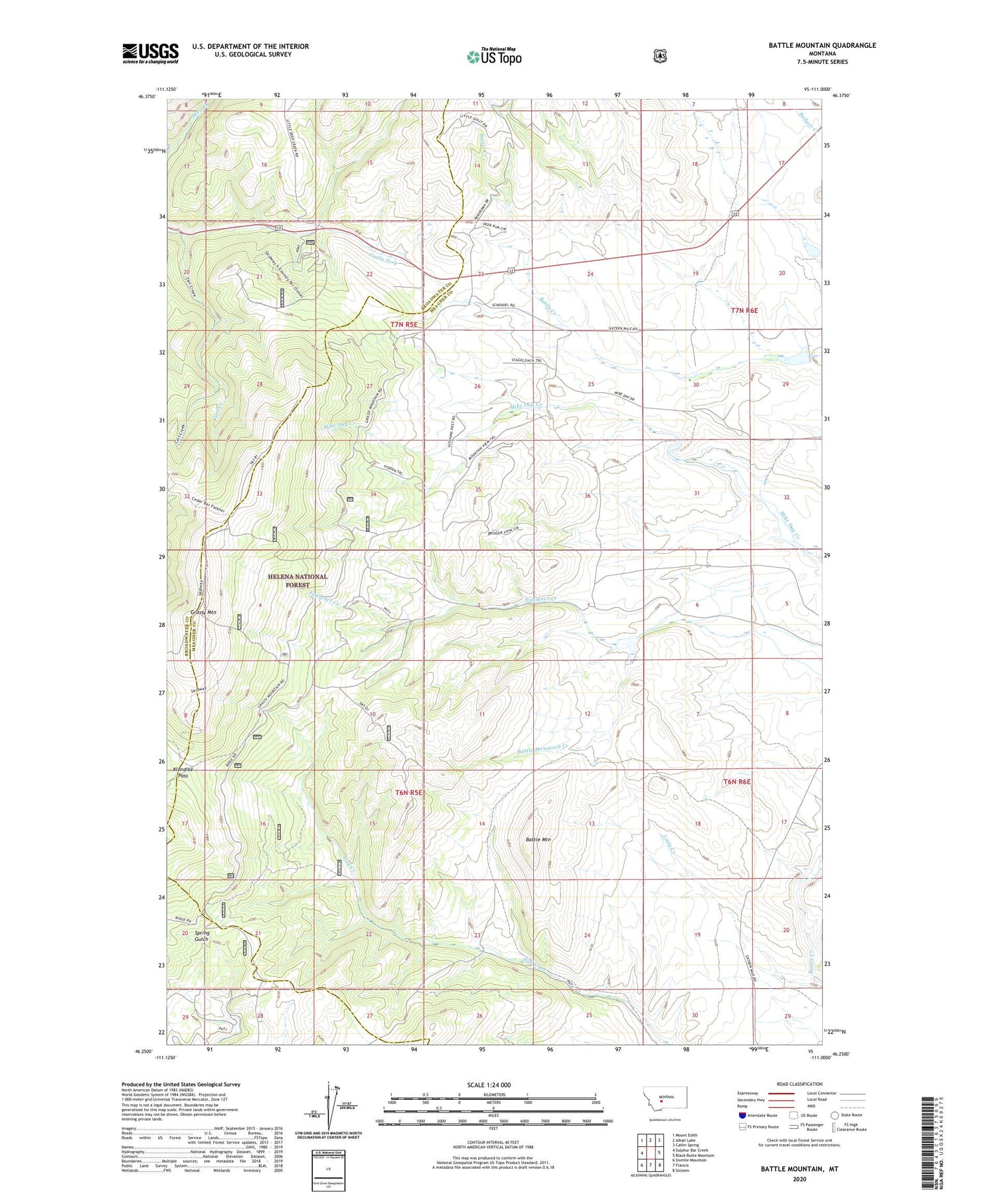 Battle Mountain Montana US Topo Map Image
