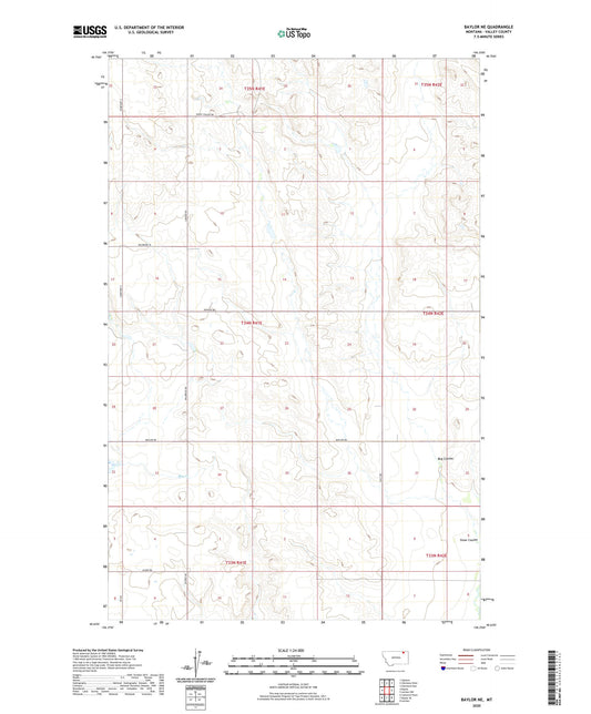 Baylor NE Montana US Topo Map Image