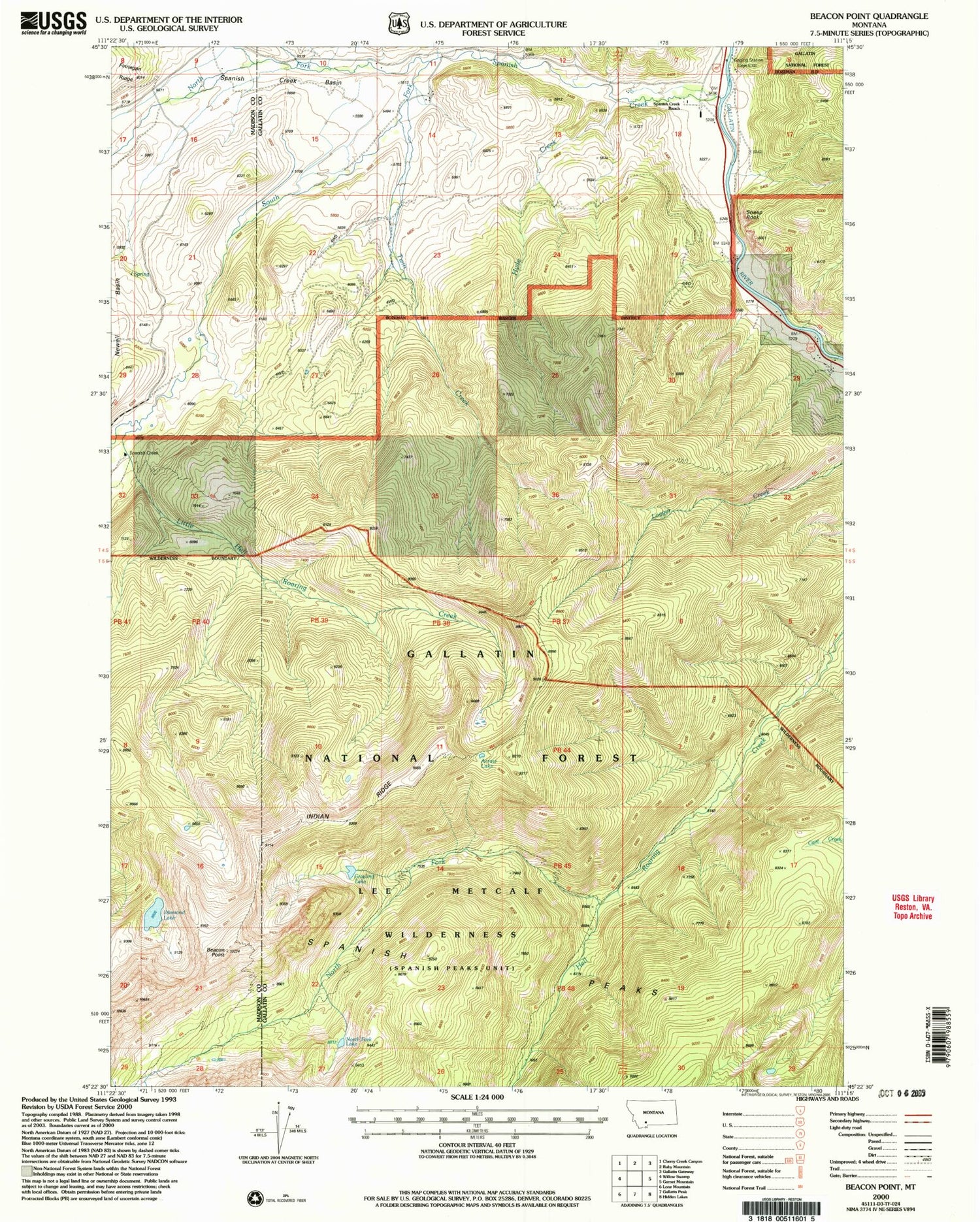Classic USGS Beacon Point Montana 7.5'x7.5' Topo Map Image