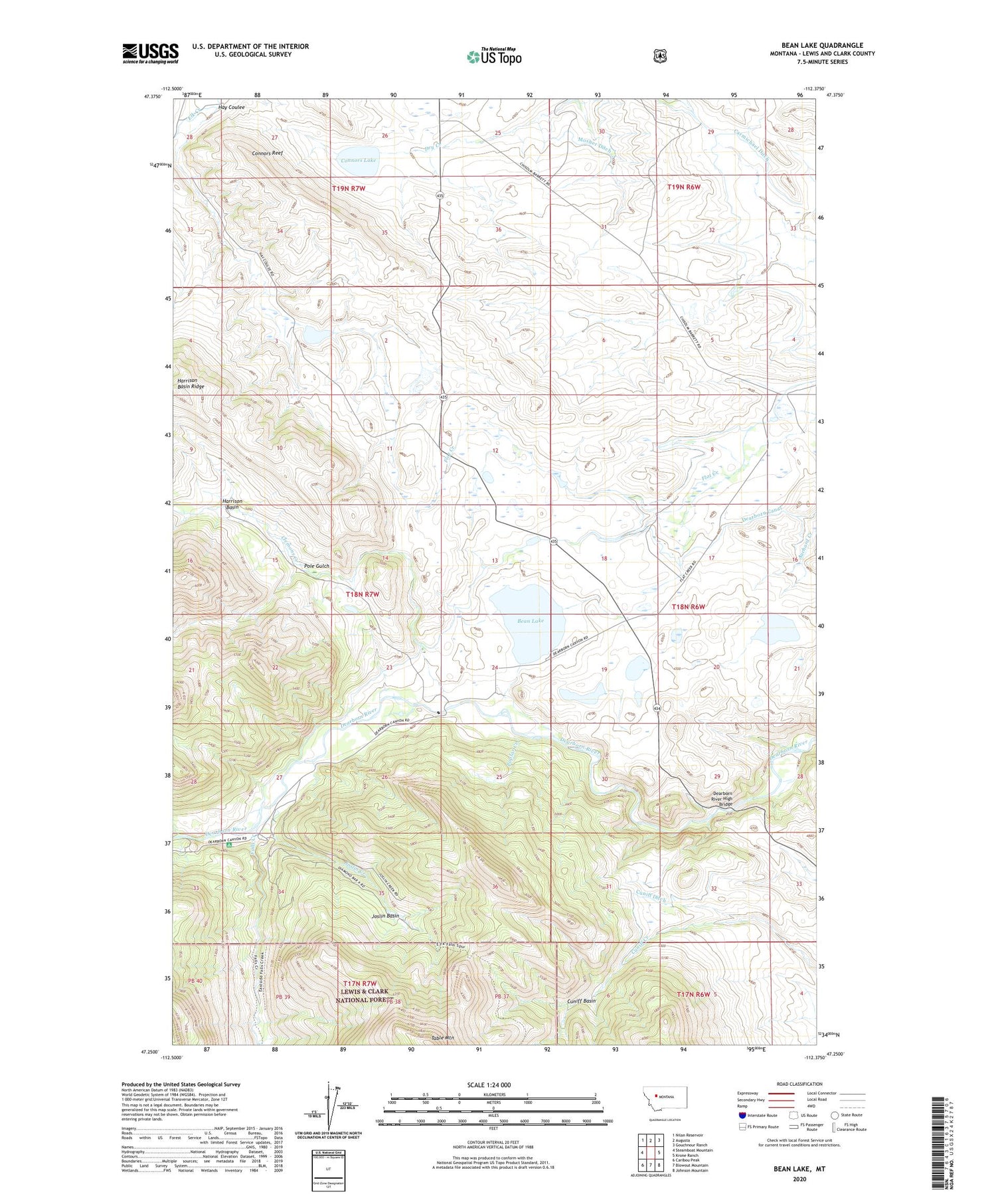 Bean Lake Montana US Topo Map Image