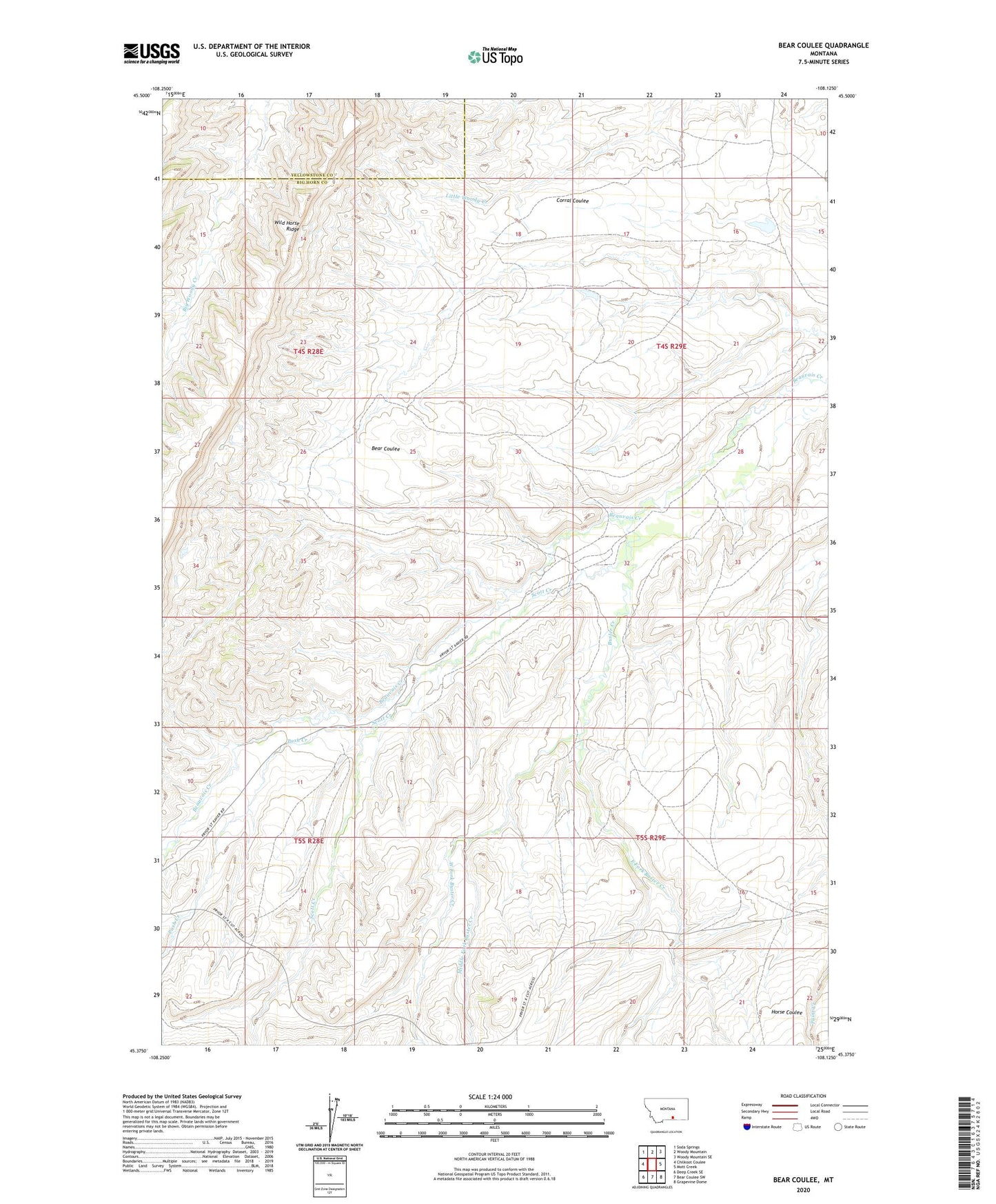Bear Coulee Montana US Topo Map Image