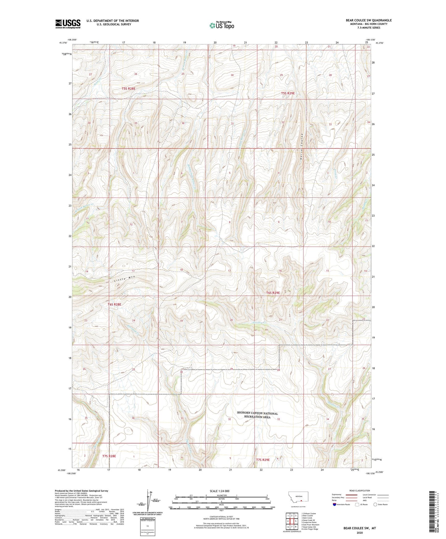 Bear Coulee SW Montana US Topo Map Image