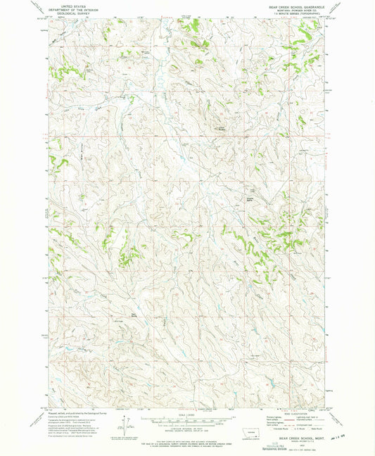Classic USGS Bear Creek School Montana 7.5'x7.5' Topo Map Image