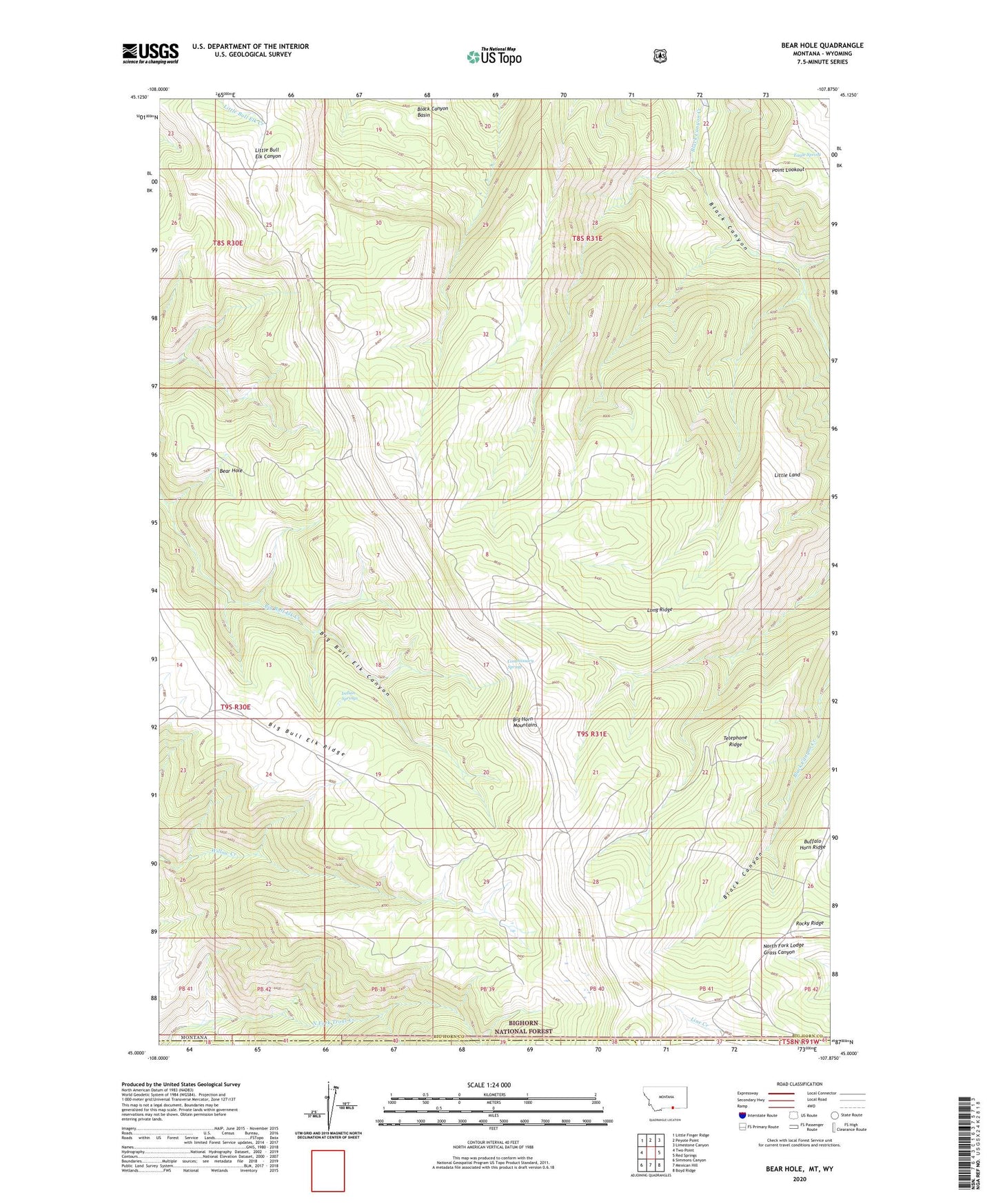 Bear Hole Montana US Topo Map Image