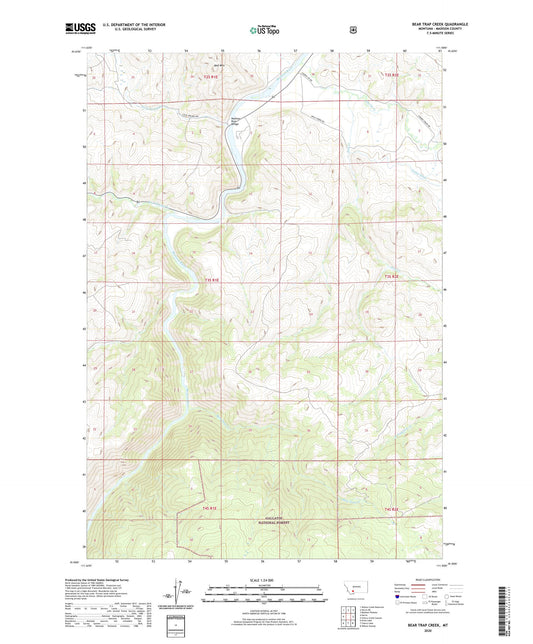 Bear Trap Creek Montana US Topo Map Image