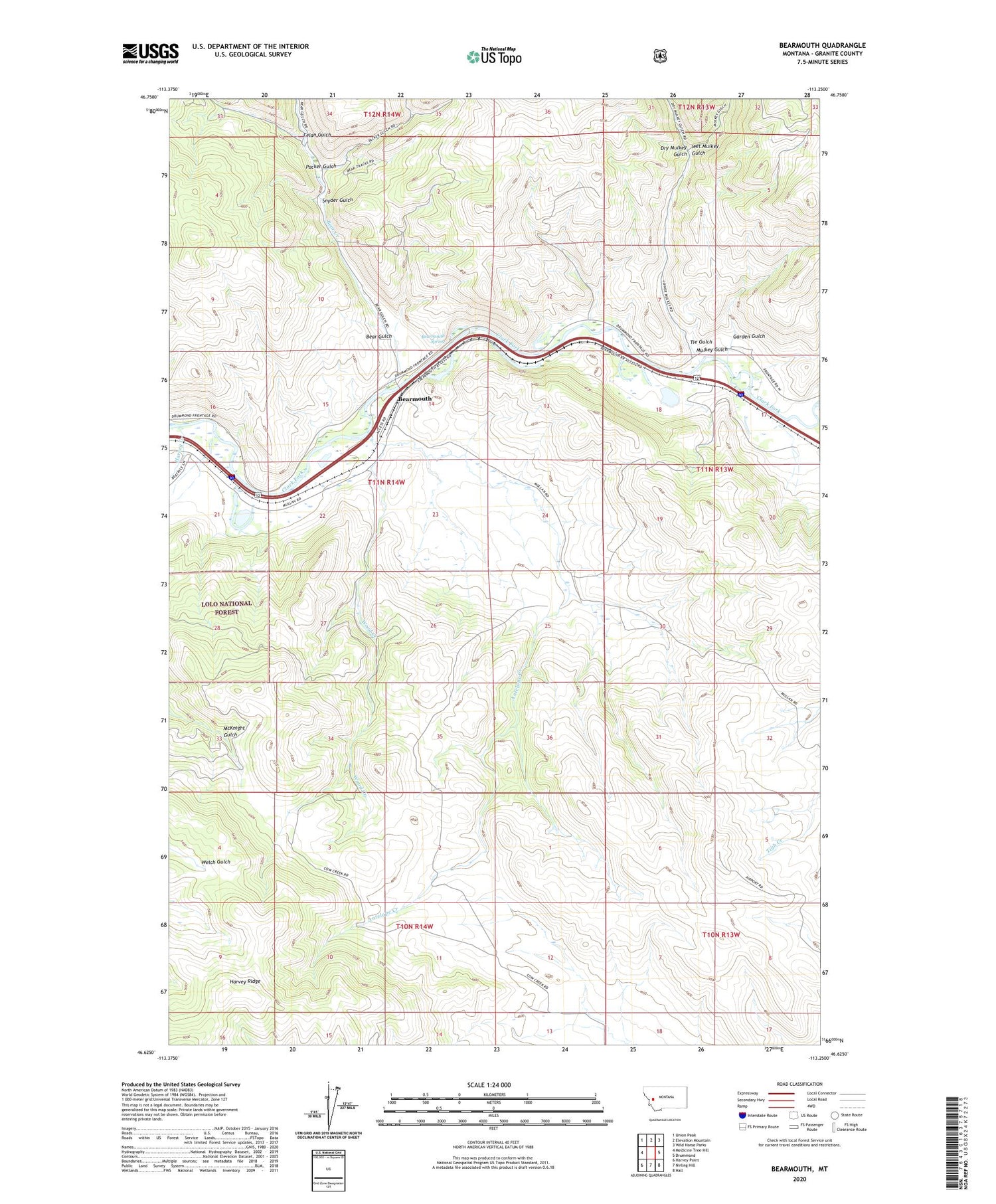 Bearmouth Montana US Topo Map Image
