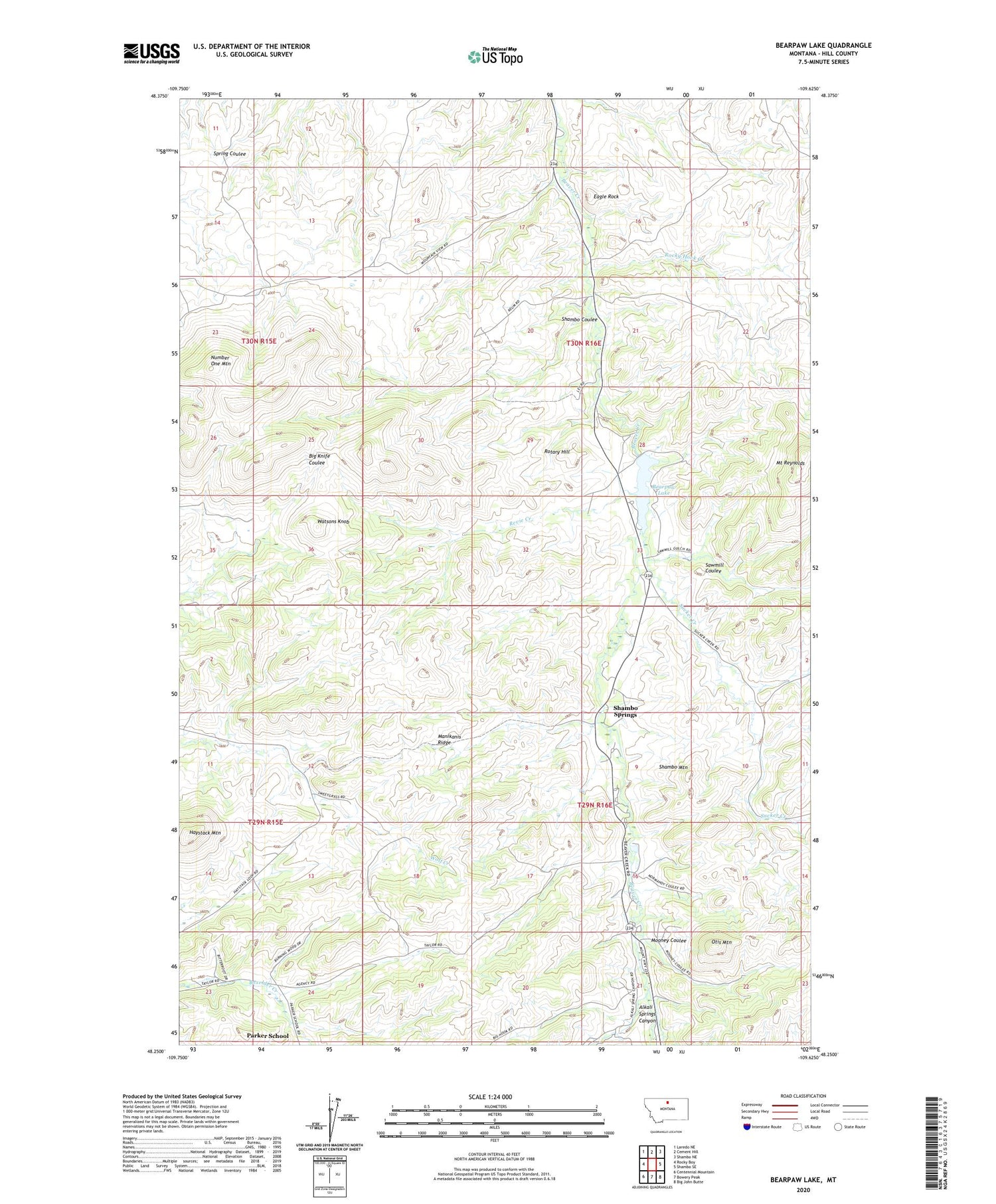 Bearpaw Lake Montana US Topo Map Image