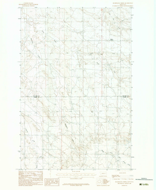 Classic USGS Bearshack Creek Montana 7.5'x7.5' Topo Map Image