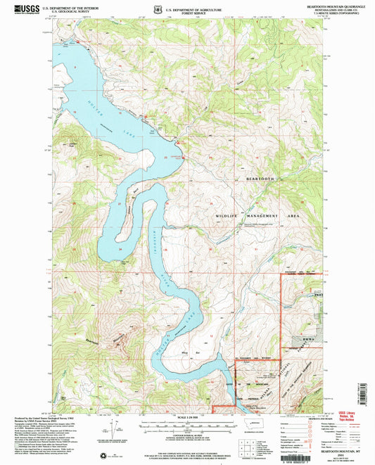 Classic USGS Beartooth Mountain Montana 7.5'x7.5' Topo Map Image