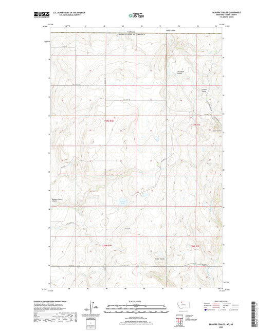 Beaupre Coulee Montana US Topo Map Image