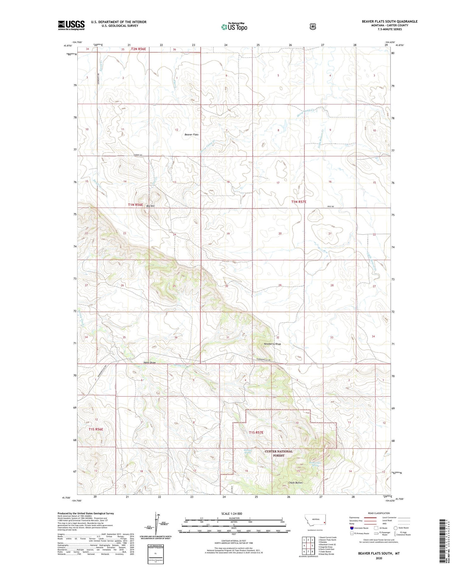 Beaver Flats South Montana US Topo Map Image