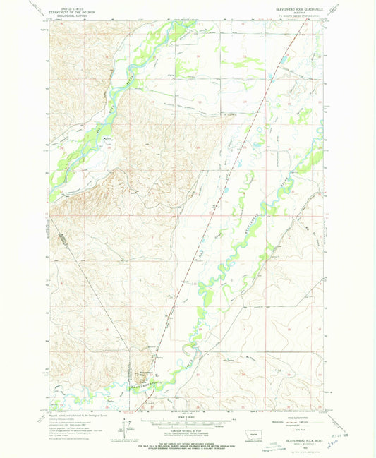 Classic USGS Beaverhead Rock Montana 7.5'x7.5' Topo Map Image
