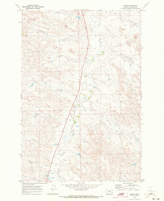 Classic USGS Beebe Montana 7.5'x7.5' Topo Map Image