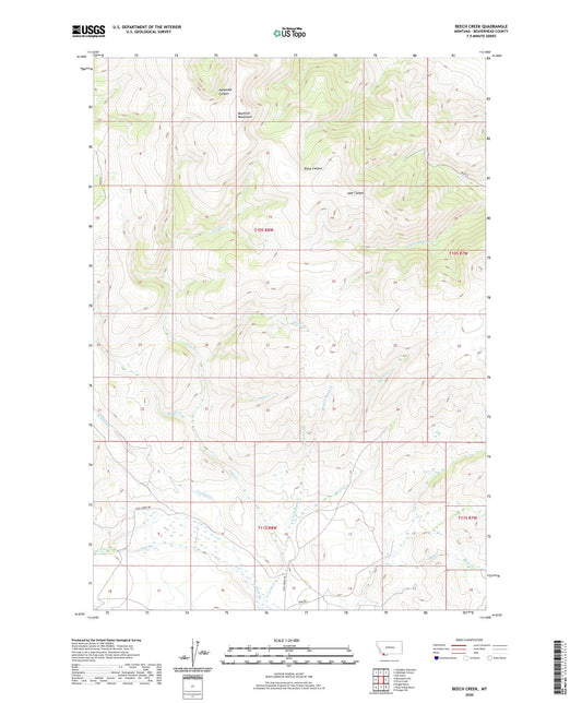 Beech Creek Montana US Topo Map Image