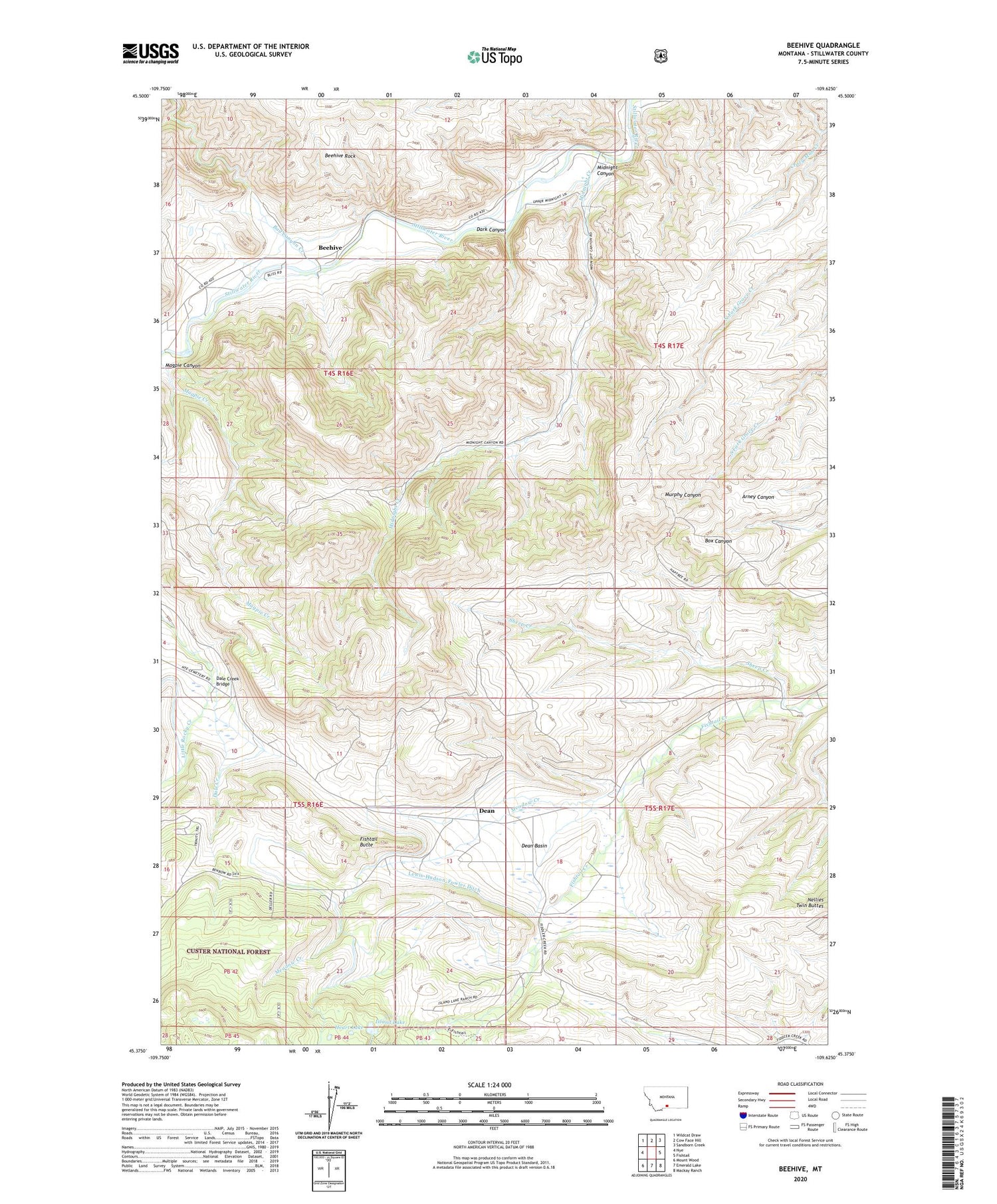 Beehive Montana US Topo Map Image