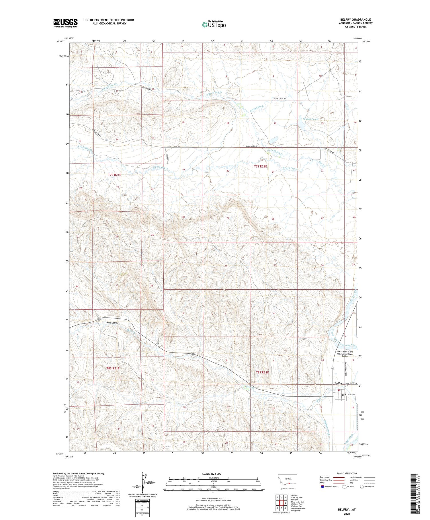 Belfry Montana US Topo Map Image