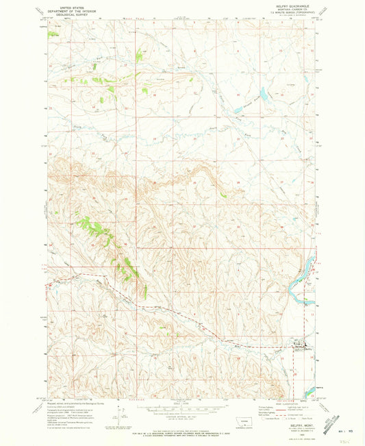Classic USGS Belfry Montana 7.5'x7.5' Topo Map Image