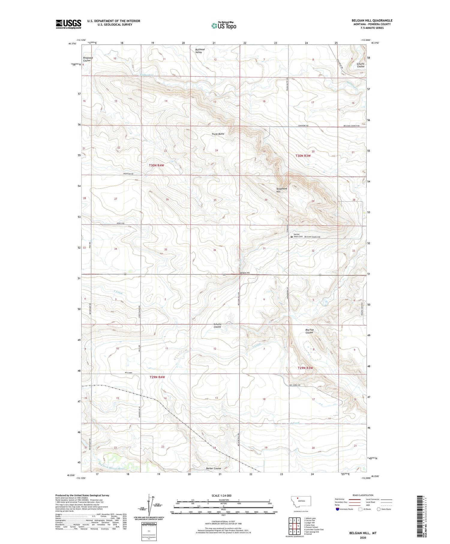 Belgian Hill Montana US Topo Map Image