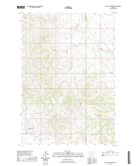 Belle Creek North Montana US Topo Map Image