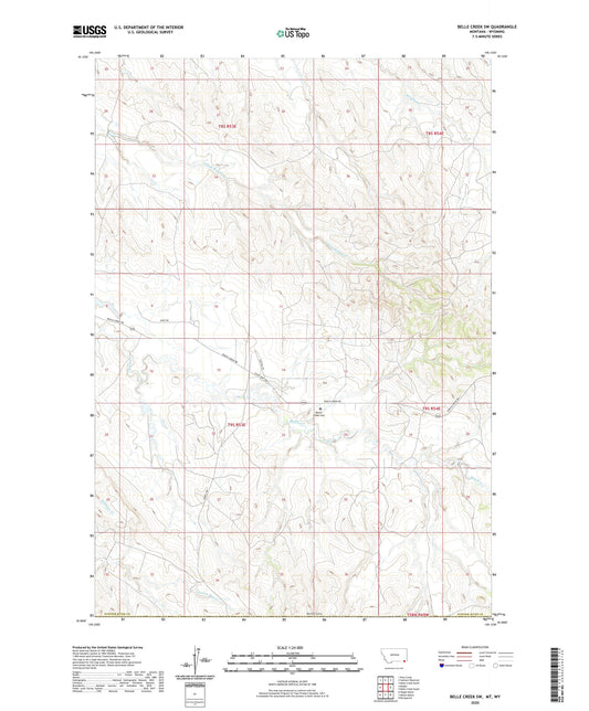 Belle Creek SW Montana US Topo Map Image