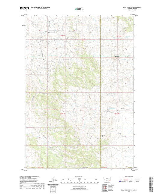 Belle Creek South Montana US Topo Map Image