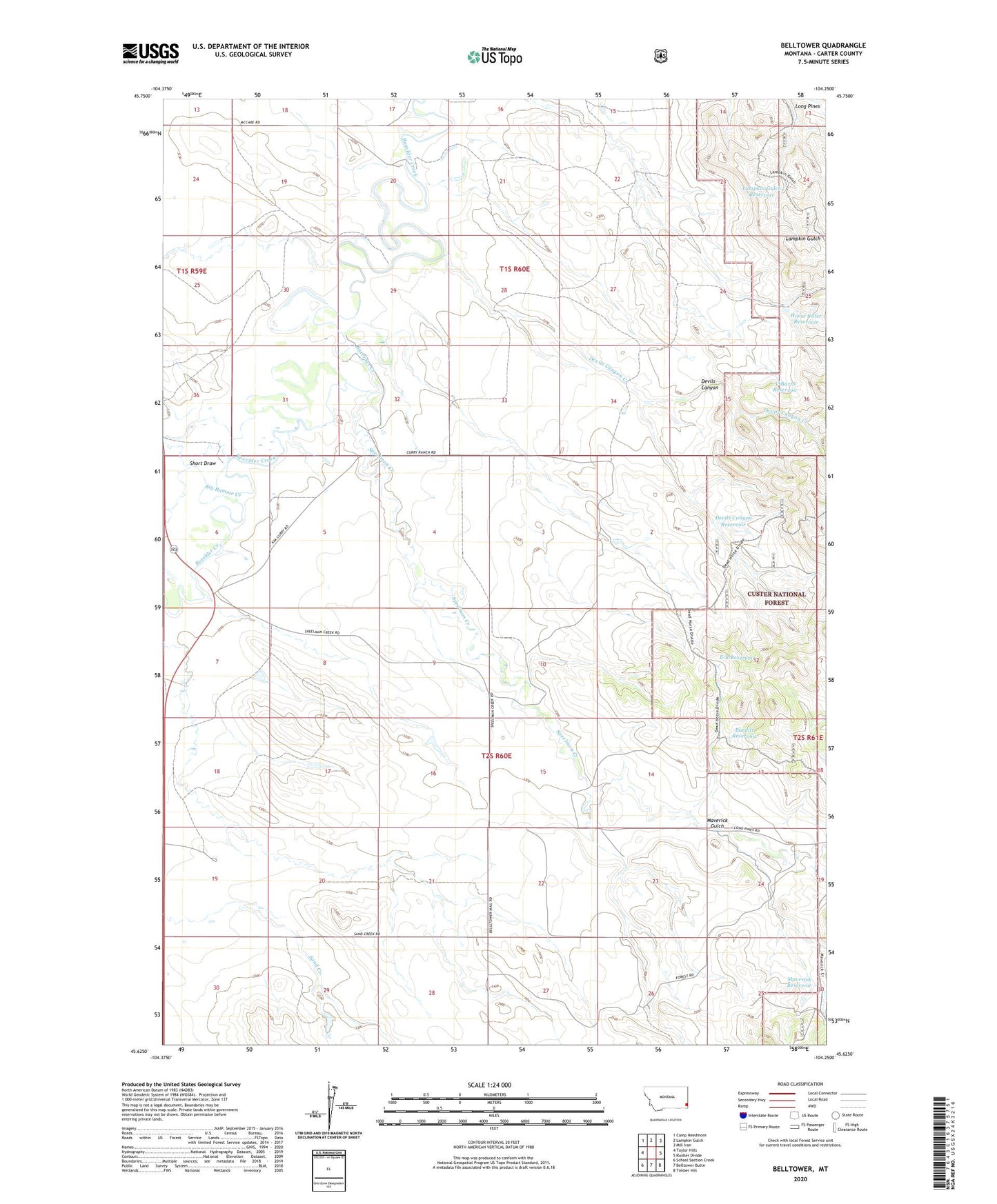 Belltower Montana US Topo Map Image