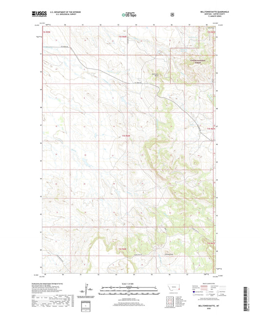 Belltower Butte Montana US Topo Map Image