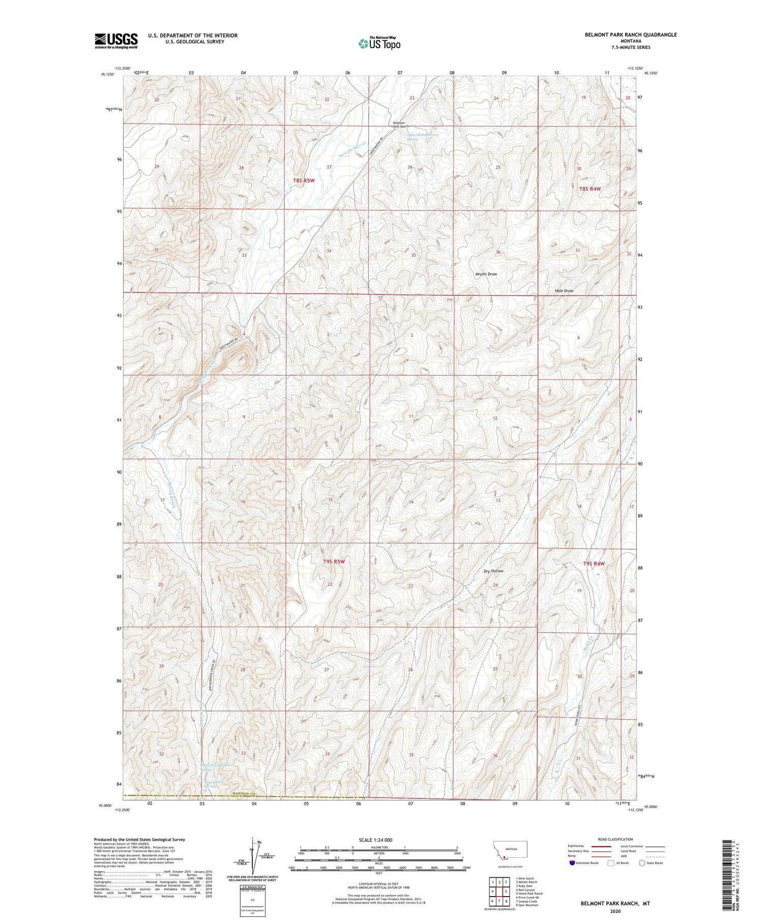 Belmont Park Ranch Montana US Topo Map Image