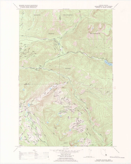 Classic USGS Belmore Sloughs Montana 7.5'x7.5' Topo Map Image
