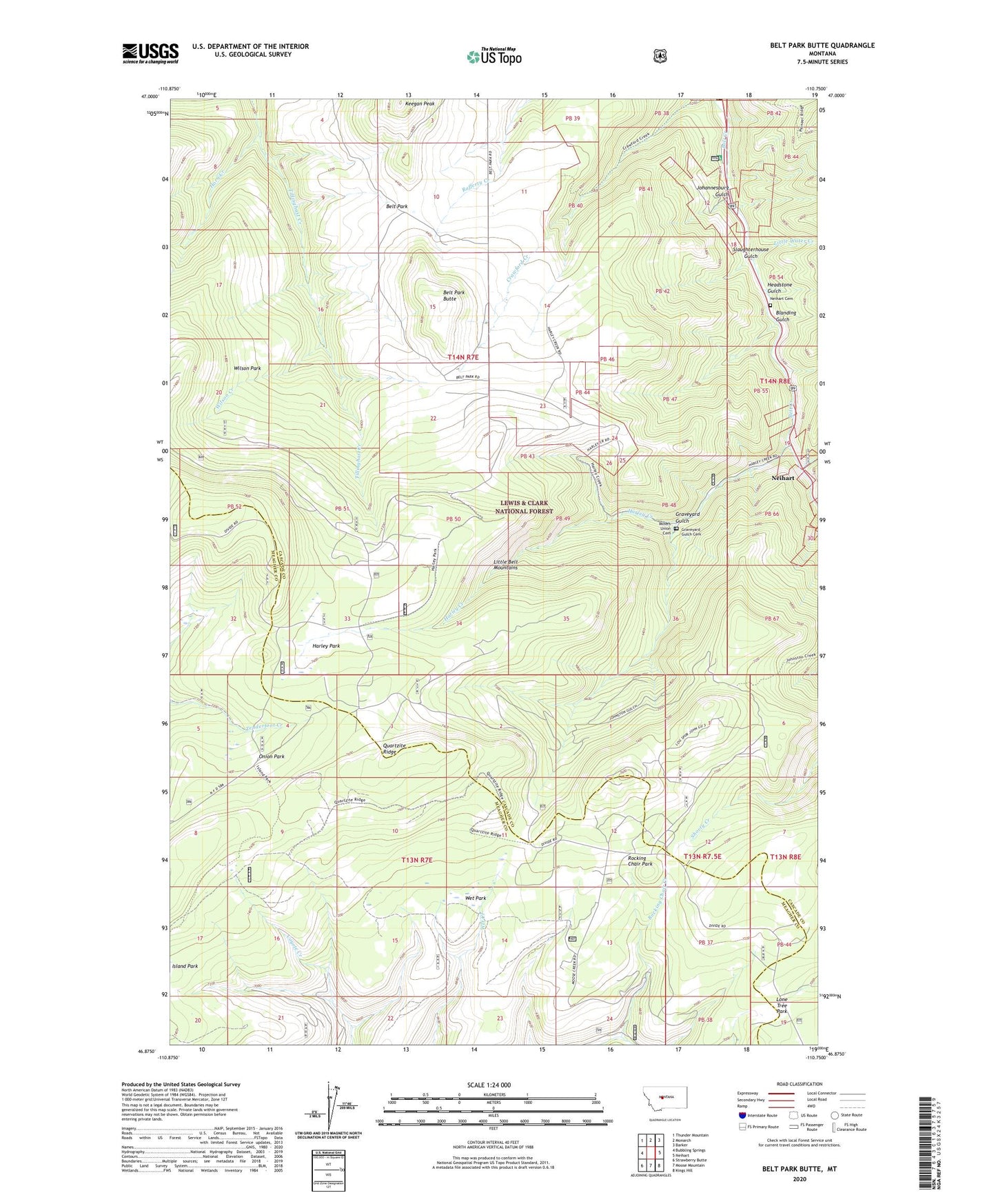 Belt Park Butte Montana US Topo Map Image