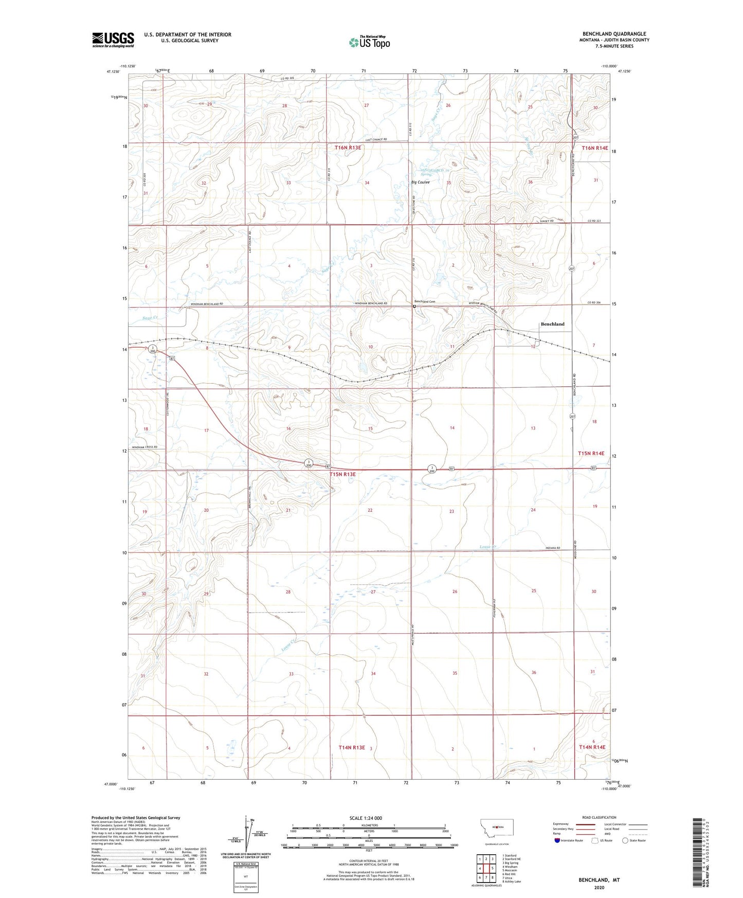 Benchland Montana US Topo Map Image
