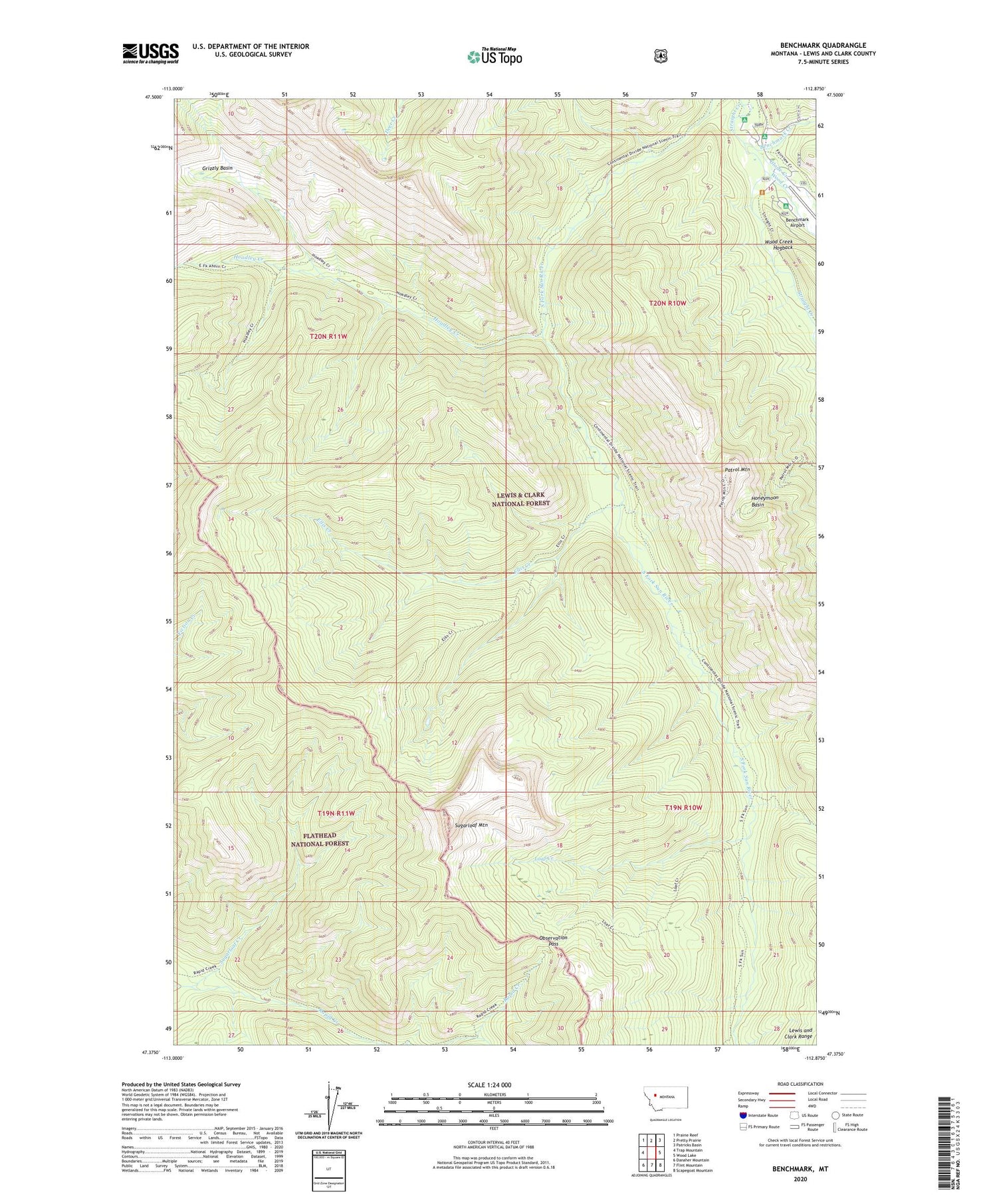 Benchmark Montana US Topo Map Image