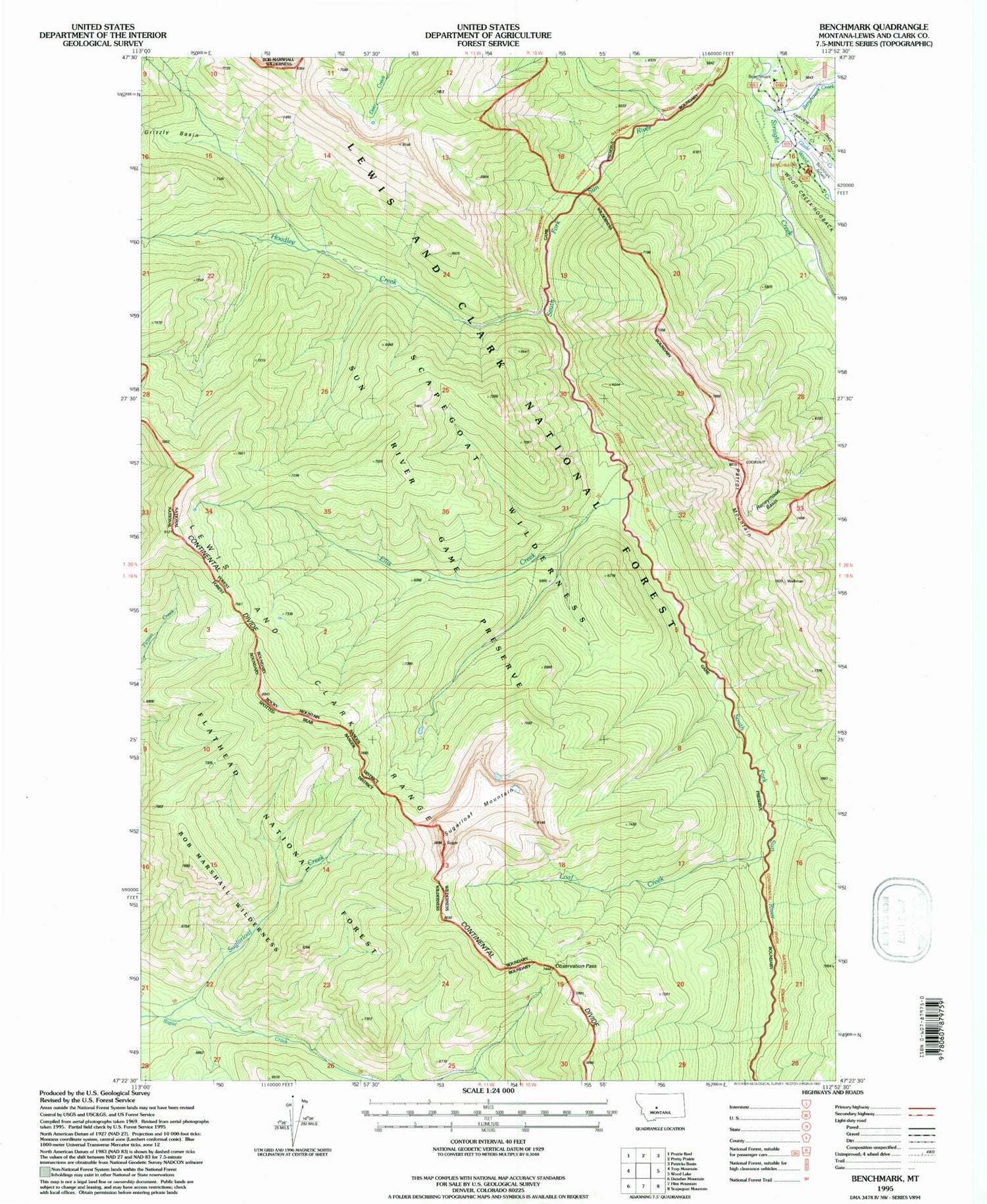 Classic USGS Benchmark Montana 7.5'x7.5' Topo Map Image