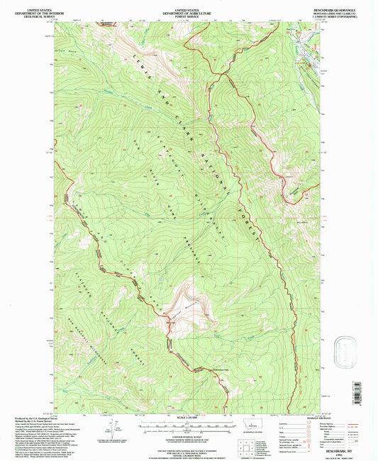 Classic USGS Benchmark Montana 7.5'x7.5' Topo Map Image