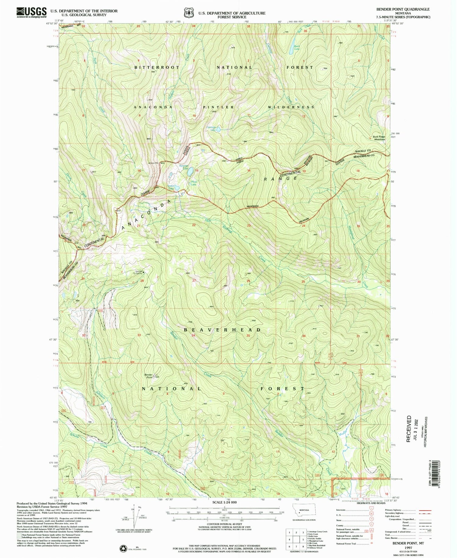 Classic USGS Bender Point Montana 7.5'x7.5' Topo Map Image