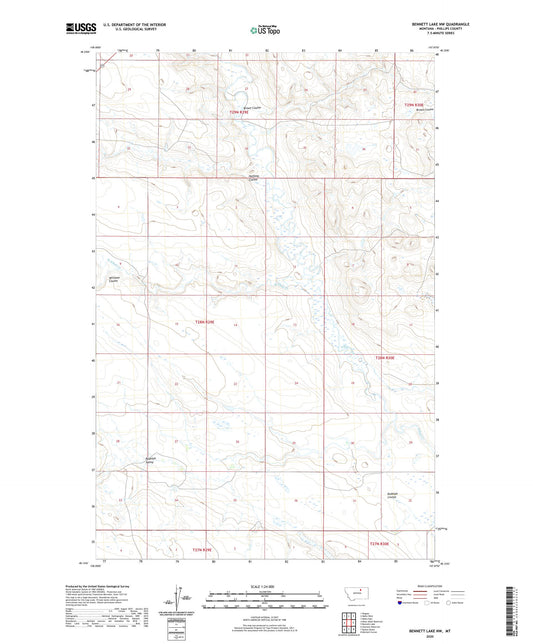 Bennett Lake NW Montana US Topo Map Image