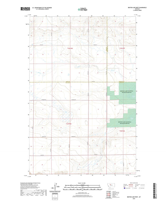 Benton Lake West Montana US Topo Map Image