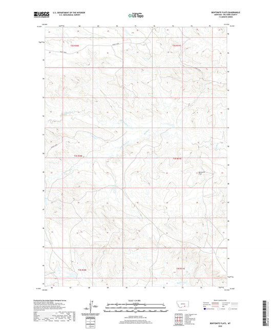 Bentonite Flats Montana US Topo Map Image