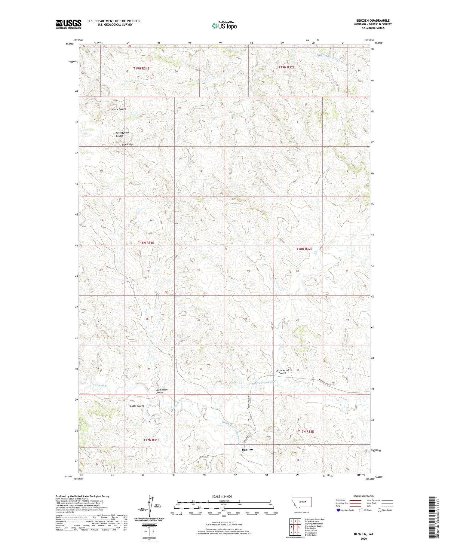 Benzien Montana US Topo Map Image